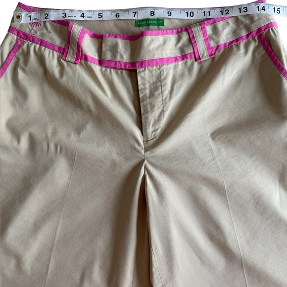 Lilly Pulitzer Palm Beach Fit Bermuda Shorts Sz 4 Beige Pink Trim Stretch Cotton - Picture 5 of 8
